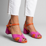 Sabine | Sandales bicolores rose et orange