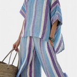 Laura - Ensemble rayé mauve