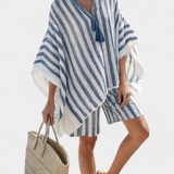 Salomé - Ensemble rayé blouse et shorts