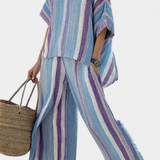 Laura - Ensemble rayé mauve