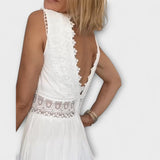 Ninfea Robe Midi Boho Sans Manches avec Détails en Dentelle