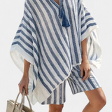 Salomé - Ensemble rayé blouse et shorts