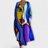 Corinne | Robe longue à imprimé artistique