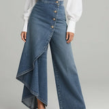 Jeans large taille haute pour femmes avec coupe décontractée