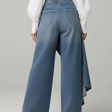 Jeans large taille haute pour femmes avec coupe décontractée