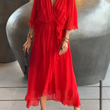 Monica | Flowing Chiffon V-Neck Dress