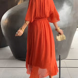 Monica | Flowing Chiffon V-Neck Dress