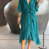 Monica | Flowing Chiffon V-Neck Dress