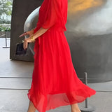 Monica | Flowing Chiffon V-Neck Dress