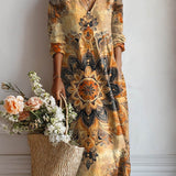 Chantal | Robe longue à mandala ocre