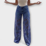 Jeans en patchwork tendance avec dentelle