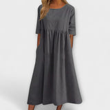 Geneviève | Robe midi fluide à poches