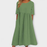 Geneviève | Robe midi fluide à poches