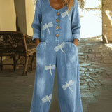 Combinaison en Jean Femme Motif Libellule