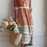 Martine | Robe longue graphique terracotta